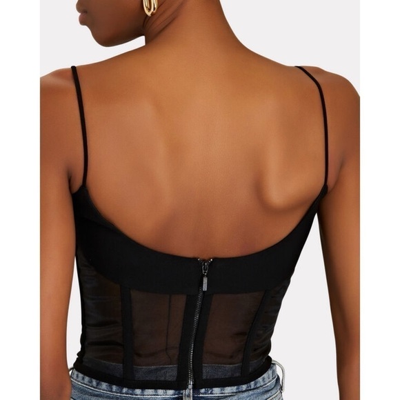 ROZIE CORSETS Tulle-Trimmed Crepe Corset Top in Black FR 36 - Picture 2 of 10